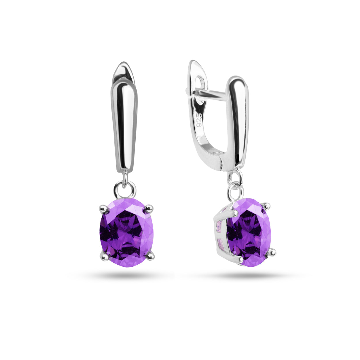 Regal Amethyst CZ Earrings