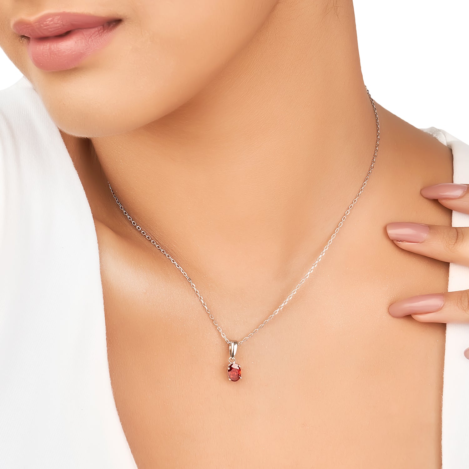 Fiery Garnet CZ Necklace